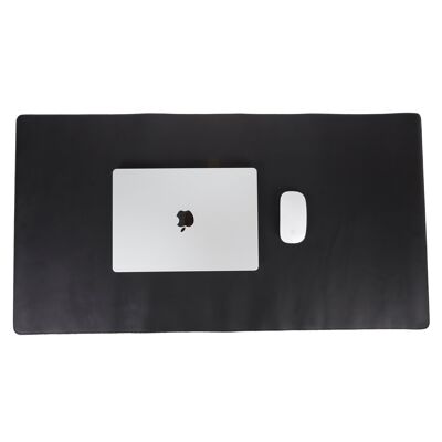 DelfiCase Genuine Matte Black Leather Deskmat, Computer Pad, Office Desk Pad - Medium Plus: 15.7 " x 38"