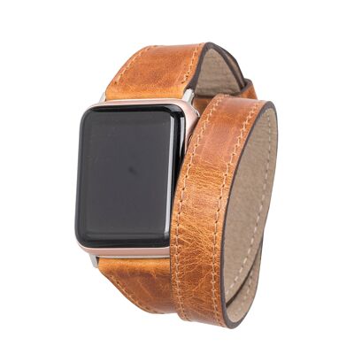 DelfiCase Oxford Double Leather Watch Band for Apple Watch - Brown
