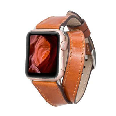 DelfiCase Oxford Double Leather Watch Band for Apple Watch - Rustic Brown