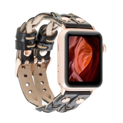 DelfiCase Sheffield Double Apple Watch Band for Apple Watch & Fitbit/Sense - Black