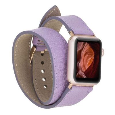 DelfiCase Double Leather Watch Band for Apple Watch Band - Lilac