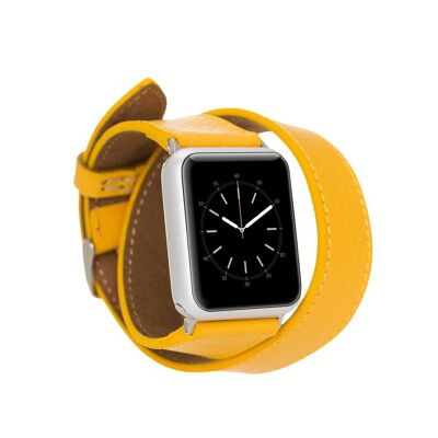 DelfiCase Double Leather Watch Band for Apple Watch Band - Yellow