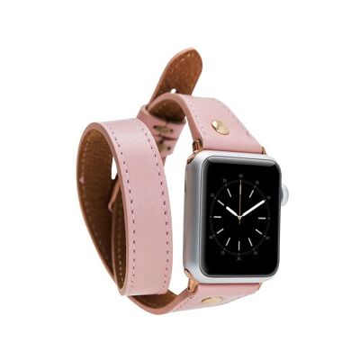 DelfiCase Oxford Double Nude Pink Leather Watch Band for Apple Watch