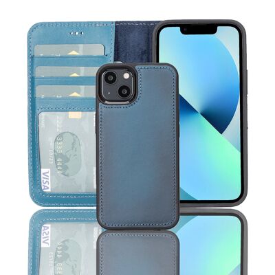 Leather Wallet Case for iPhone 13 Mini - Blue