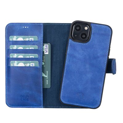 Leather Wallet Case for iPhone 13 - Ocean Blue