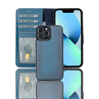 Leather Wallet Case for iPhone 13 Pro - Blue
