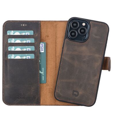 Leather Wallet Case for iPhone 13 Pro - Vintage Brown