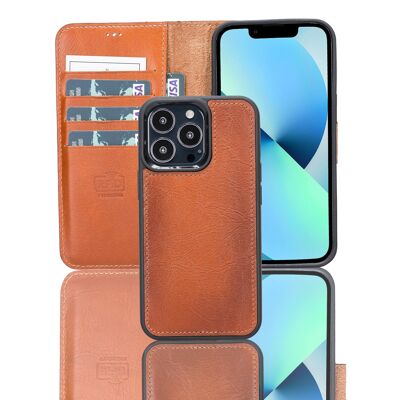 Leather Wallet Case for iPhone 13 Pro Max - Rustic Brown