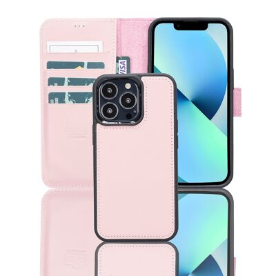 Leather Wallet Case for iPhone 13 Pro Max - Pink
