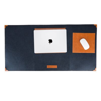 DelfiCase Navy Blue Felt Deskmat, Computer Pad, Office Desk Pad - Medium: 11.5" x 38"