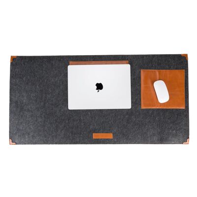 DelfiCase Dark Grey Felt Deskmat, Computer Pad, Office Desk Pad - Small: 11" x 24.7"