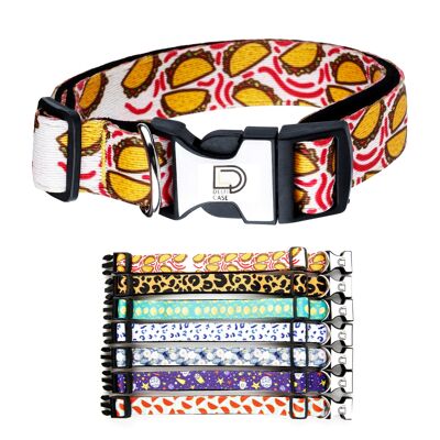 Fabric Patterned Adjustable Dog Collar - Sandwich