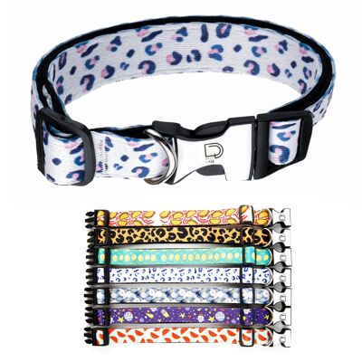 Fabric Patterned Adjustable Dog Collar - Cheetah