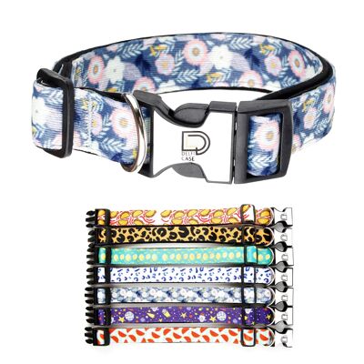 Fabric Patterned Adjustable Dog Collar - Flowering
