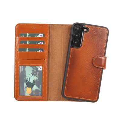 Leather Wallet Case for Samsung Galaxy S22 Plus - Rustic Brown