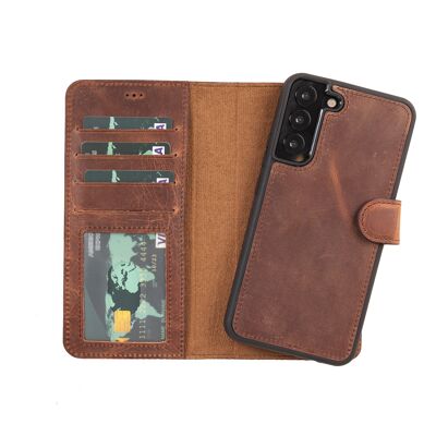 Leather Wallet Case for Samsung Galaxy S22 Plus - Brown