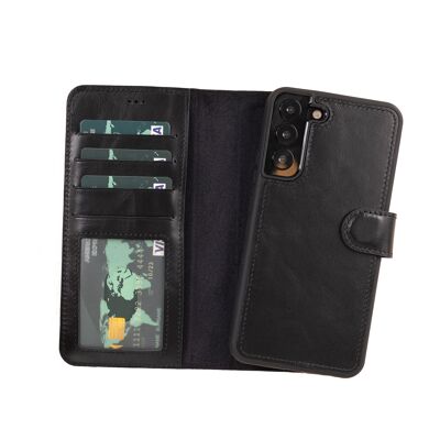 Leather Wallet Case for Samsung Galaxy S22 Plus - Black