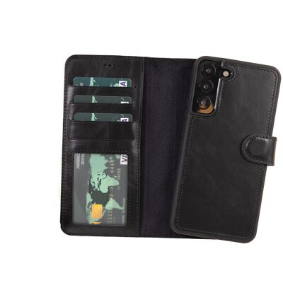 Leather Wallet Case for Samsung Galaxy S22 - Black