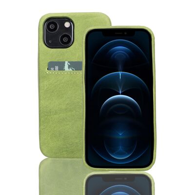 Leather Phone Case with Wallet for iPhone 13 Mini - Green
