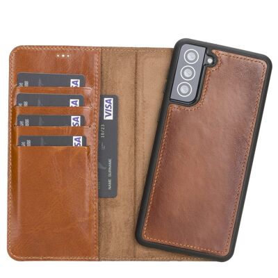 Leather Wallet Case for Samsung Galaxy S21 Plus - Rustic Brown