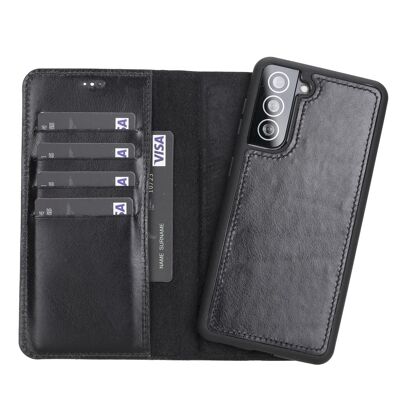Leather Wallet Case for Samsung Galaxy S21 Plus - Black