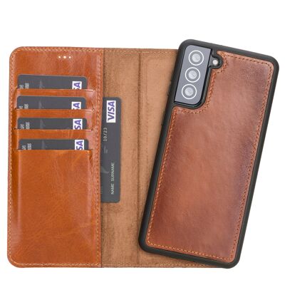 Leather Wallet Case for Samsung Galaxy S21 - Rustic Brown