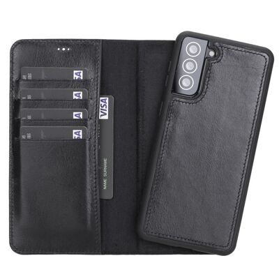 Leather Wallet Case for Samsung Galaxy S21 - Black