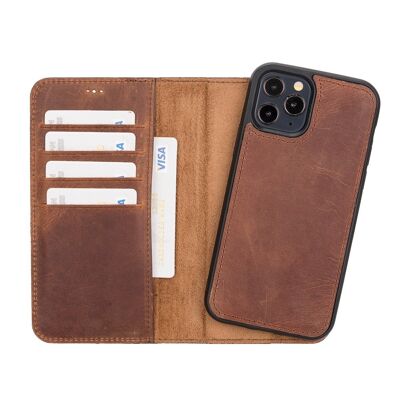 Leather Wallet Case for iPhone 11 Pro Max - Brown