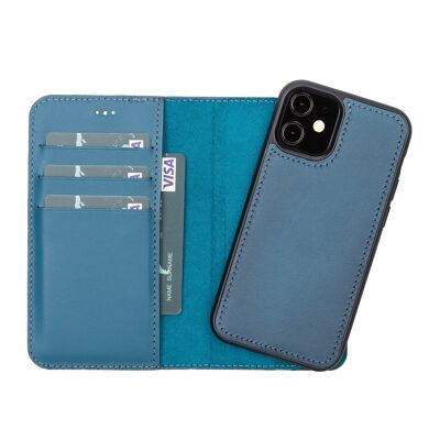 Leather Wallet Case for iPhone 12 Mini - Blue