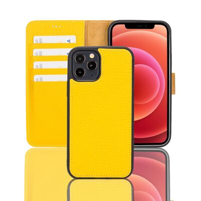 Leather Wallet Case for iPhone 12 Pro Max - Yellow