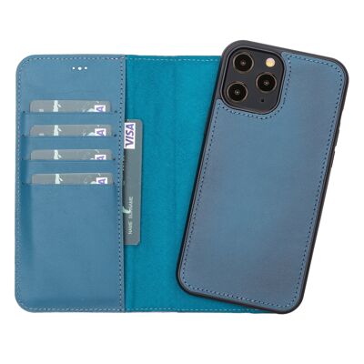 Leather Wallet Case for iPhone 12 Pro Max - Blue