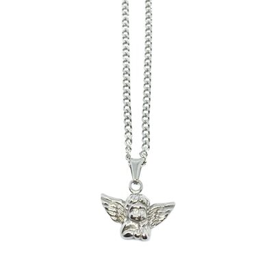 Cherub necklace - 22” - silver_