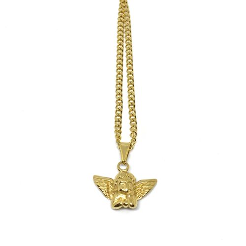Cherub necklace - 22” - gold_