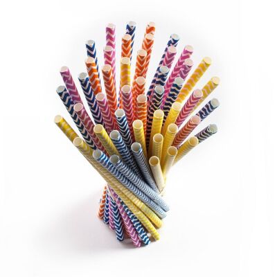 IBILI - Assorted 4 colors paper straws-pack 48