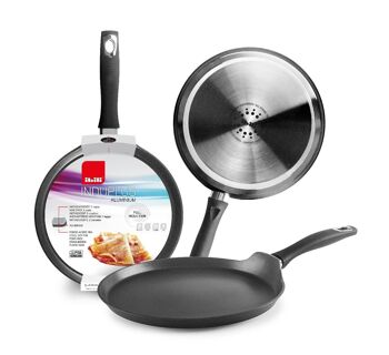 IBILI - Nouvelle crêpera induplus, 28 cm, Aluminium, Antiadhésive, Convient pour induction 5