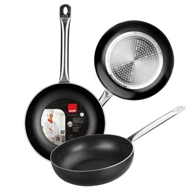 IBILI - Deep frying pan with handle and i-chef handle, 32 cm, Aluminum, Non-stick, Suitable for induction