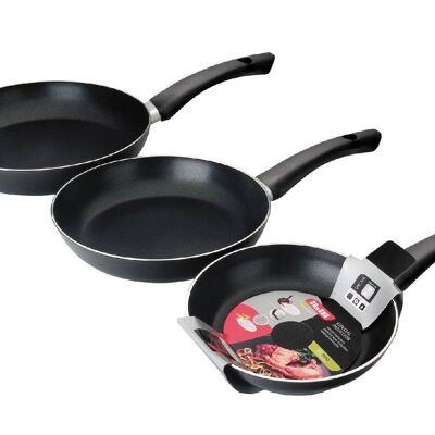 IBILI - Set of 3 indubasic frying pans, 18 + 22 + 26 cm, Aluminum, Non-stick, Suitable for induction