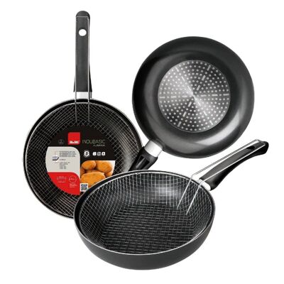 IBILI - Frying pan with indubasic basket, 26 cm, Aluminum, Non-stick, Suitable for induction