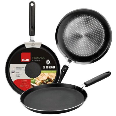 IBILI - Crêpière Indubasic, 26 cm, Aluminium, Antiadhésive, Convient pour induction