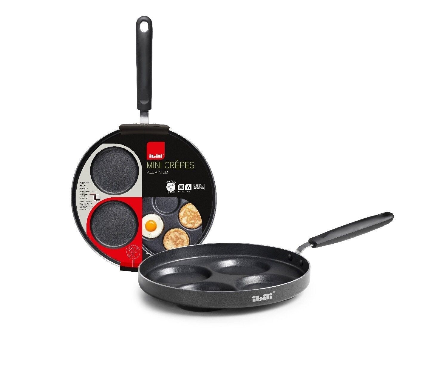 IBILI - Crepiera 4 indubasic Mini-Crêpes, 26 cm, Aluminium, antihaftbeschichtet, induktionsgeeignet