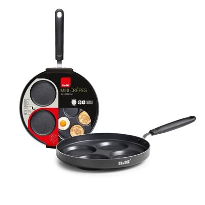 IBILI - Crepiera 4 indubasic mini crepes, 26 cm, Aluminum, Non-stick, Suitable for induction