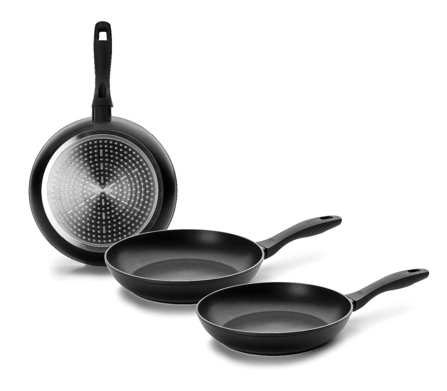 IBILI - Set 3 padelle chef style, 18 + 22 + 26 cm, Alluminio, Antiaderente, Adatte all'induzione