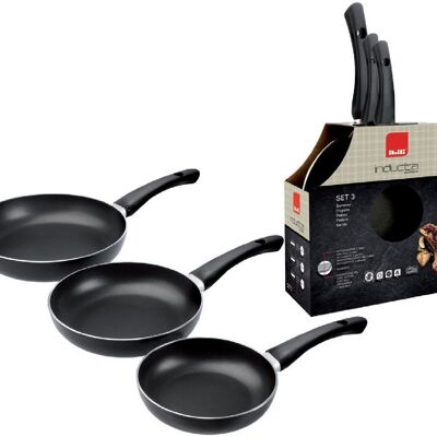 IBILI - Set of 3 induction frying pans, 18 + 20 + 24 cm, Aluminum, Non-stick, Suitable for induction