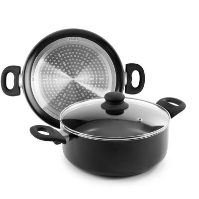 IBILI - Saucepan with glass lid, Aluminum, 20 cm, Non-stick, Suitable for induction