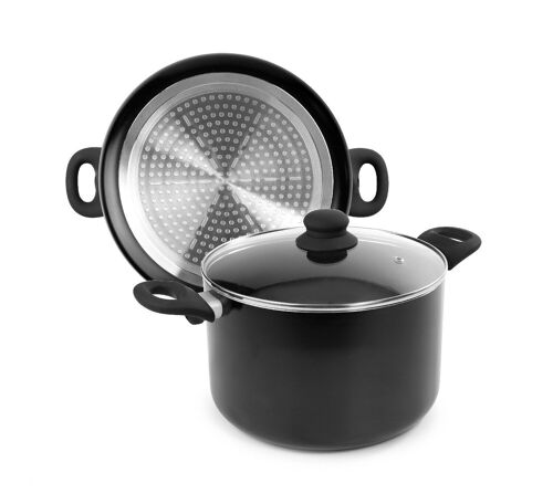 IBILI - Olla con tapa de cristal, Aluminio, 16 cms, Antiadherente, Apta para induccion