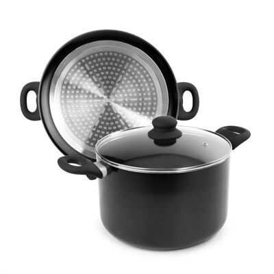 IBILI - Pot with glass lid, Aluminum, 24 cm, Non-stick, Suitable for induction