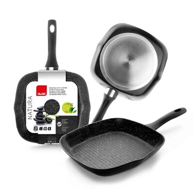 IBILI - Natura Grill, 28 x 28 cm, Aluminum, Stone-style non-stick, Suitable for induction