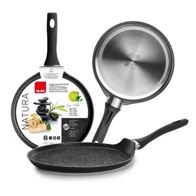 IBILI - Natural crepe pan, 25 cm, Aluminum, Stone-style non-stick, Suitable for induction