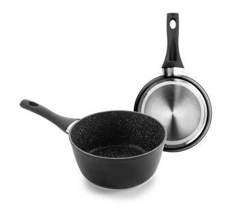 IBILI - Casserole naturelle avec manche en bakélite 14 cm, antiadhésive façon pierre, compatible induction 2