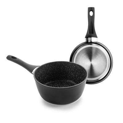 IBILI - Casserole naturelle avec manche en bakélite 16 cm, antiadhésive façon pierre, compatible induction